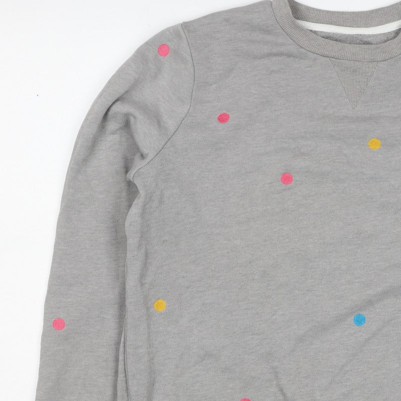 Crew Clothing Company Women's Grey Size 12 Polka Dot Pullover Sweatshirt