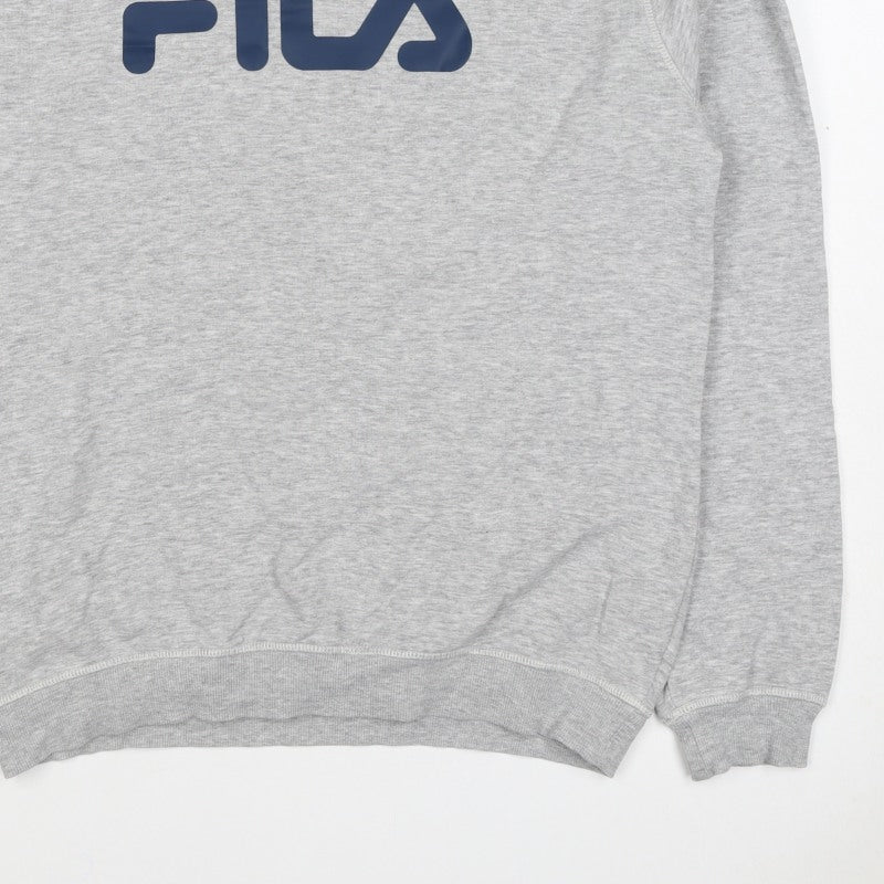 FILA Men's Grey M Logo Graphic Crew Neck Pullover Sweatshirt