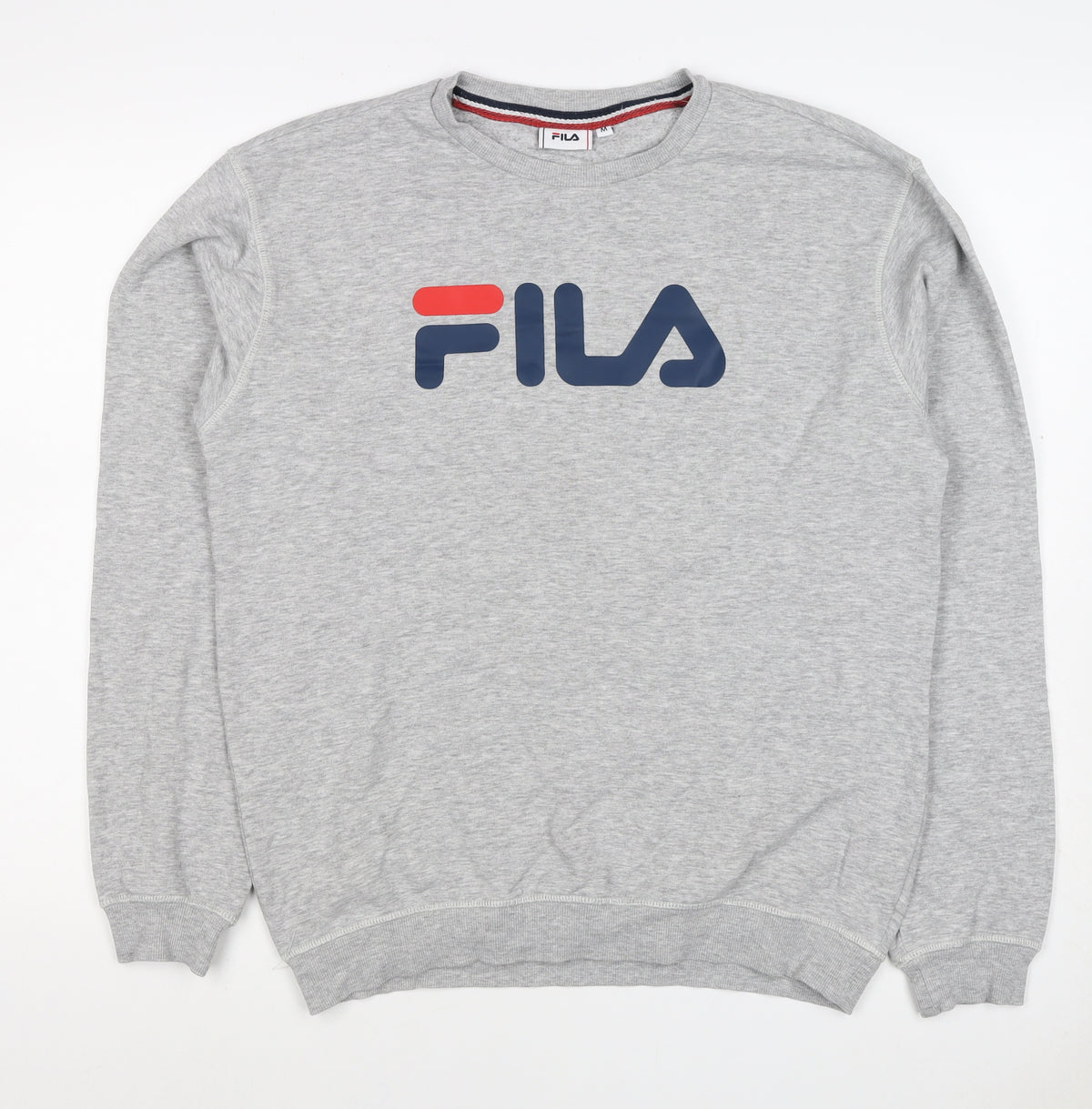 FILA Men's Grey M Logo Graphic Crew Neck Pullover Sweatshirt