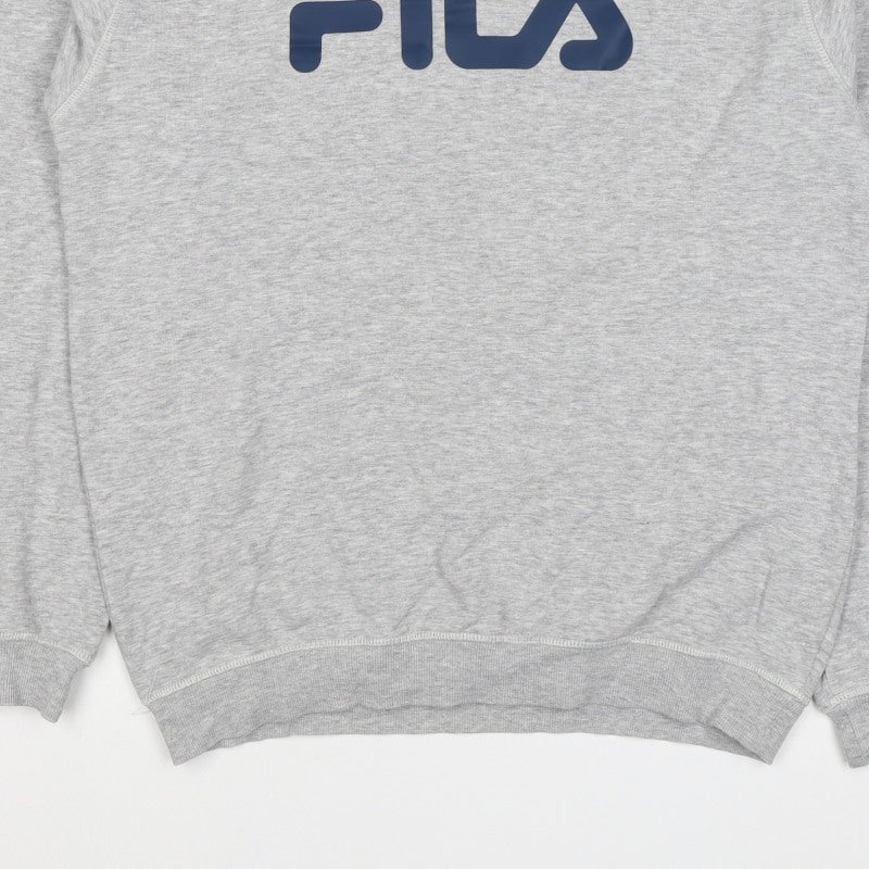 FILA Men's Grey M Logo Graphic Crew Neck Pullover Sweatshirt