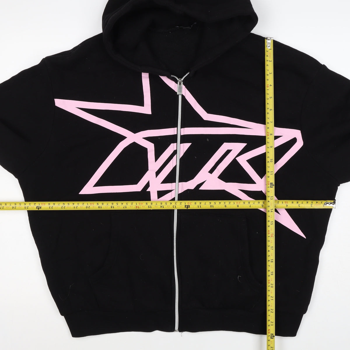 boohooMAN Men’s Black Pink Graphic Full Zip Hoodie M