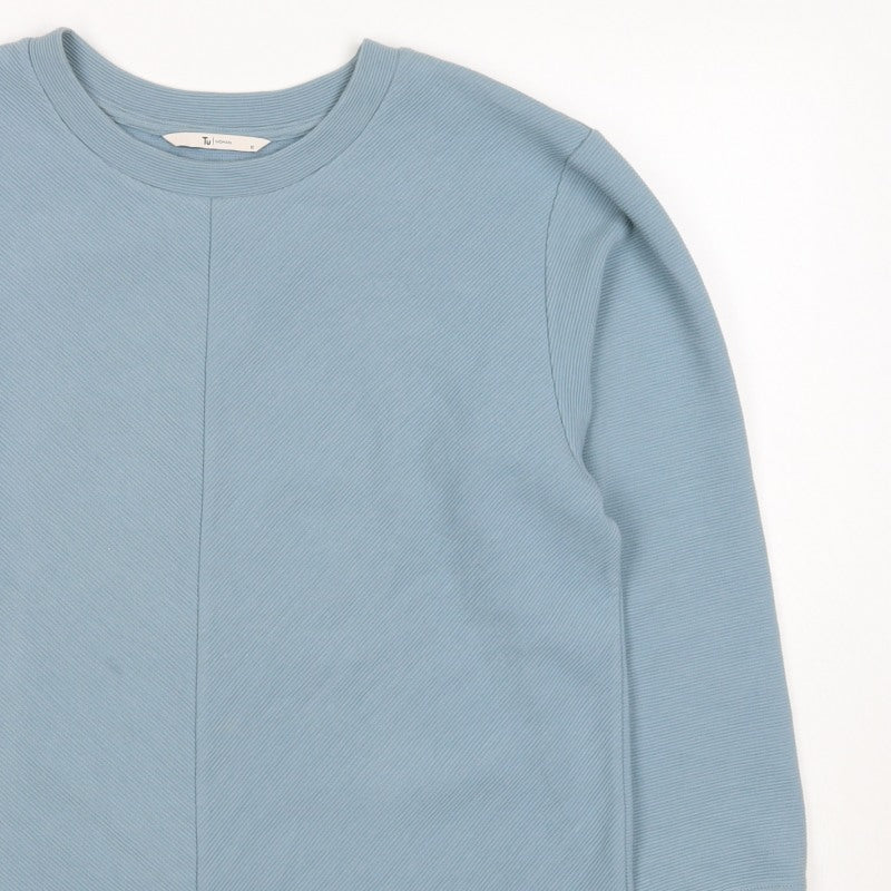 Tu Woman Blue Ribbed Stretch Pullover Sweatshirt Size 10