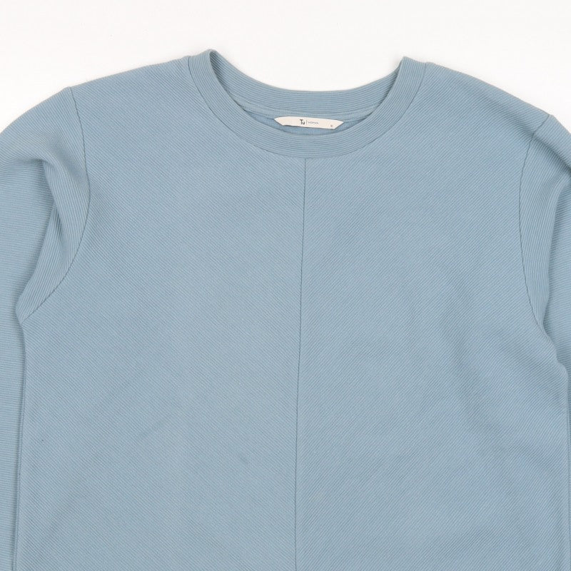 Tu Woman Blue Ribbed Stretch Pullover Sweatshirt Size 10