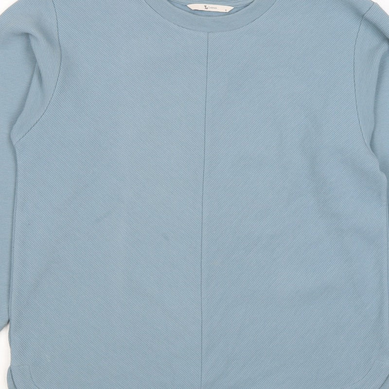 Tu Woman Blue Ribbed Stretch Pullover Sweatshirt Size 10
