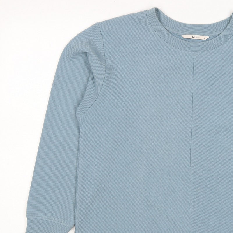 Tu Woman Blue Ribbed Stretch Pullover Sweatshirt Size 10
