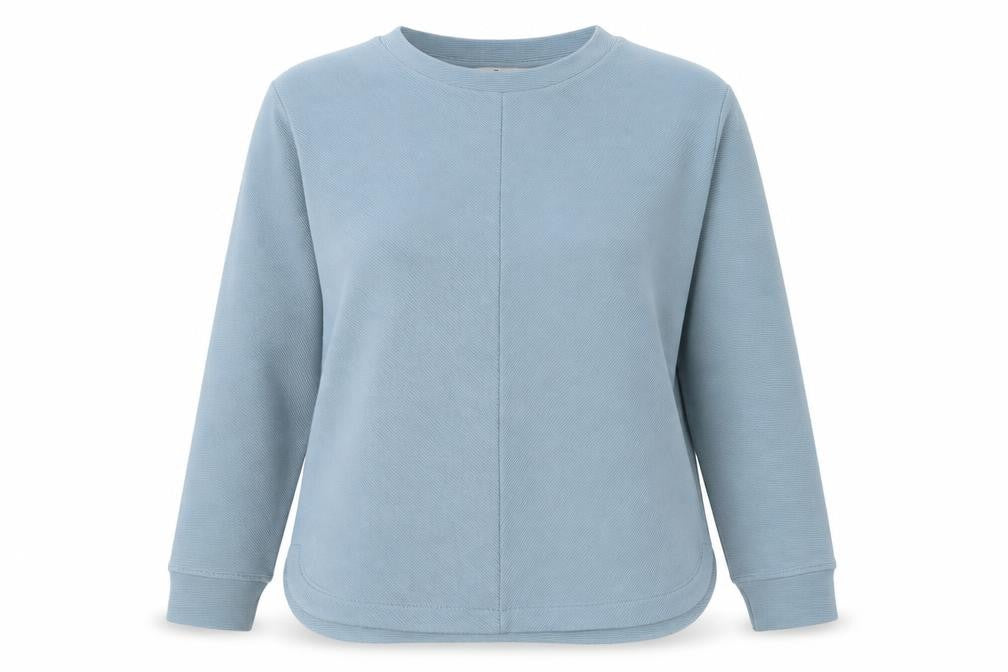 Tu Woman Blue Ribbed Stretch Pullover Sweatshirt Size 10