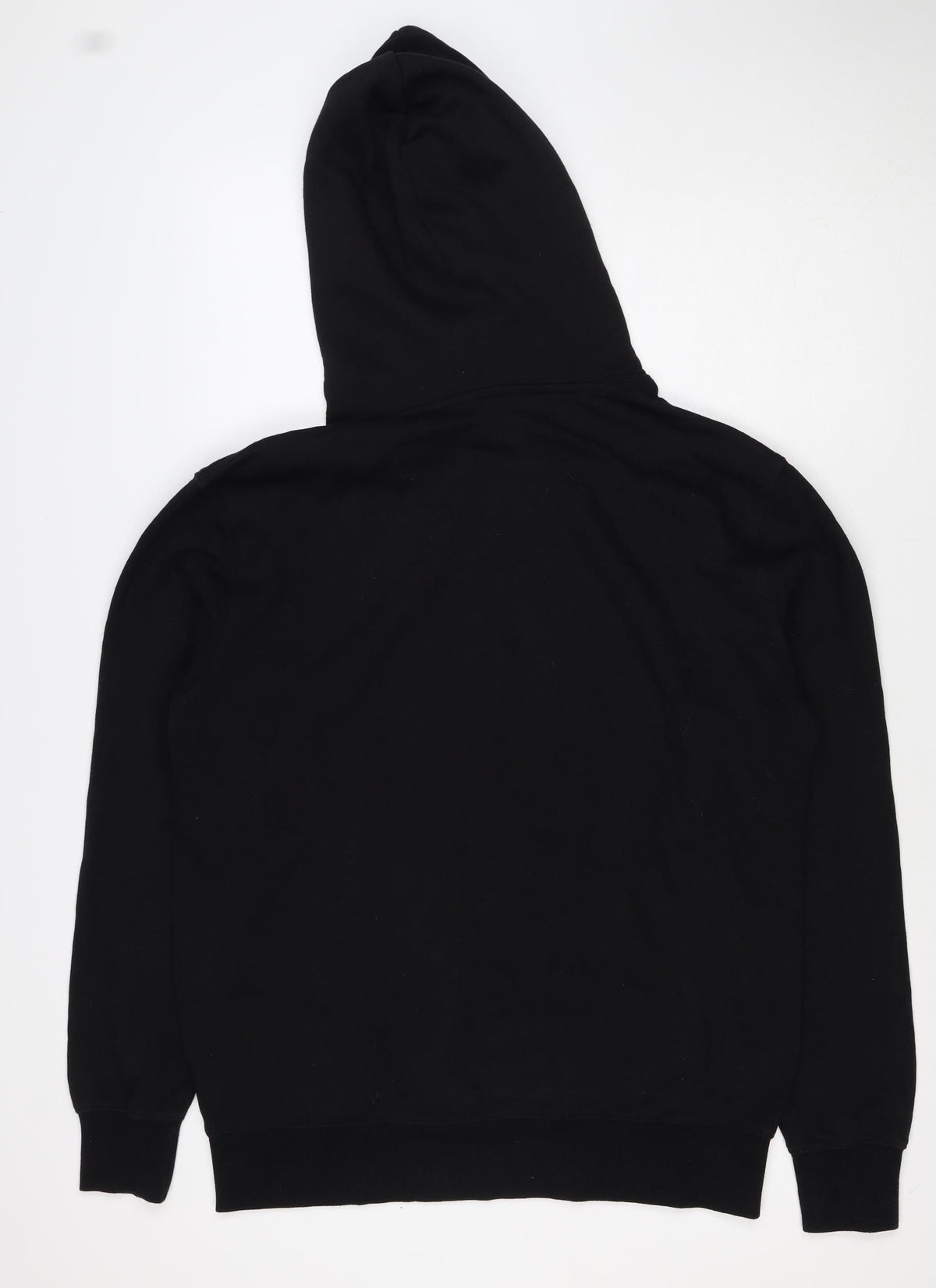 Divided Mens Black M Pullover Hoodie Embroidered Rose Pockets