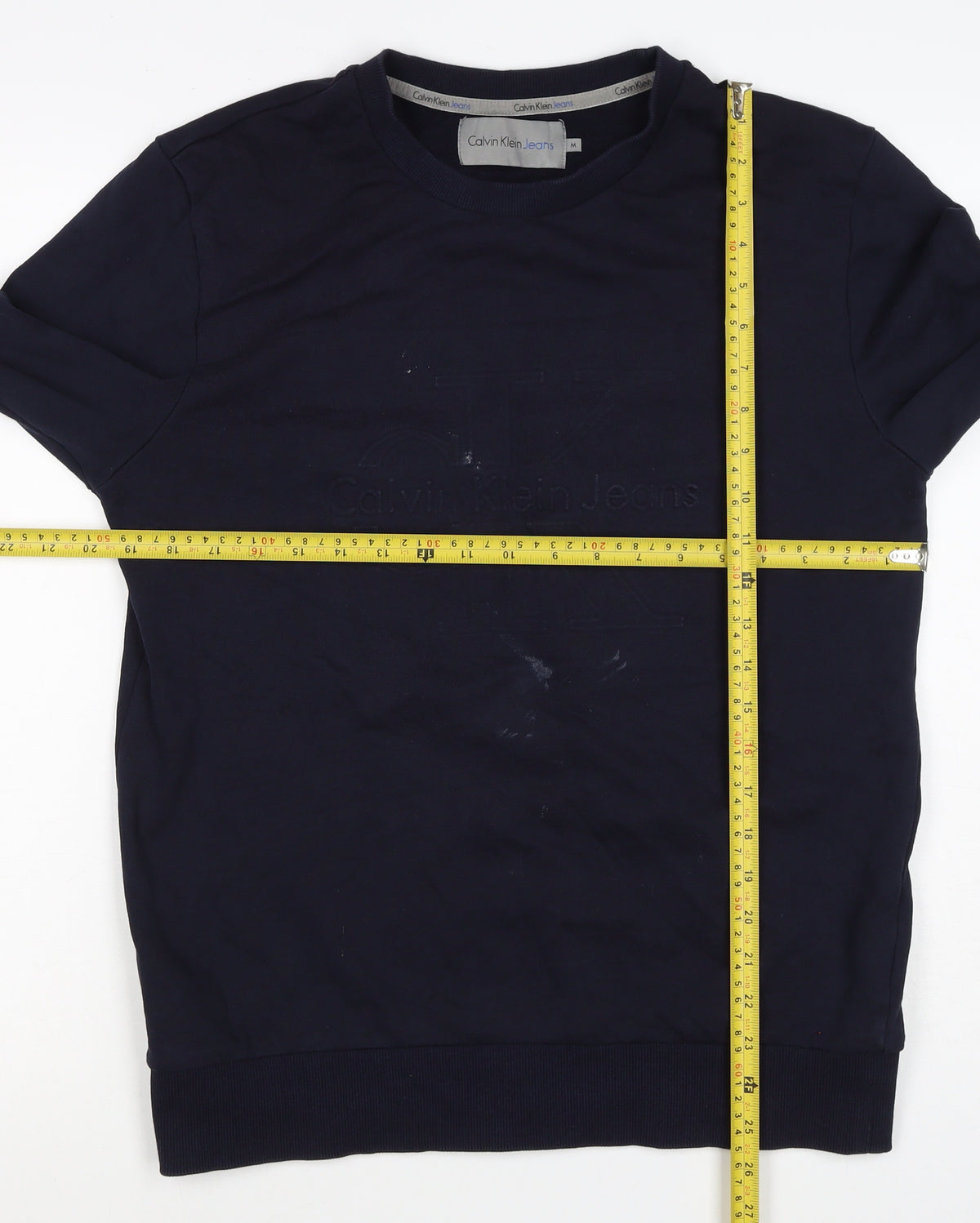 Calvin Klein Jeans Men’s Navy Blue M Logo Crew Neck Pullover Sweatshirt