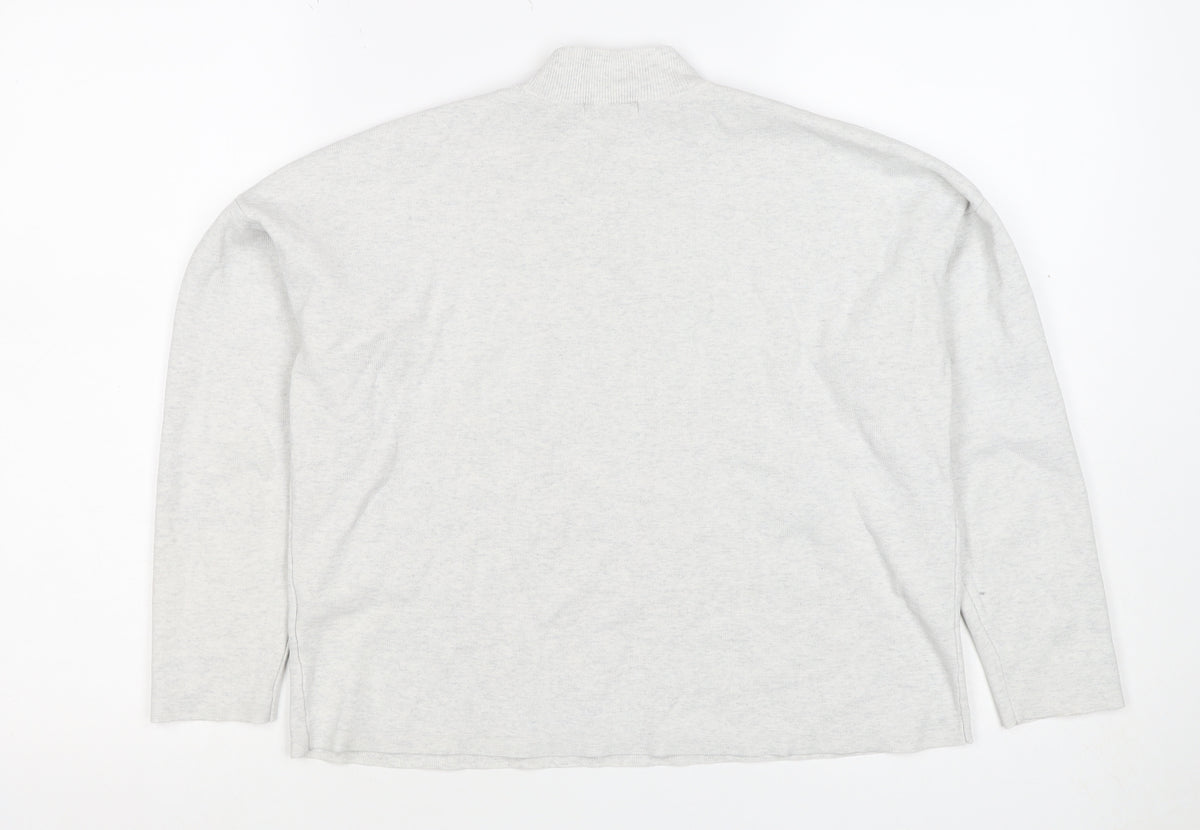 H&M Basic Women Grey S Knit High Neck Pullover Sweatshirt