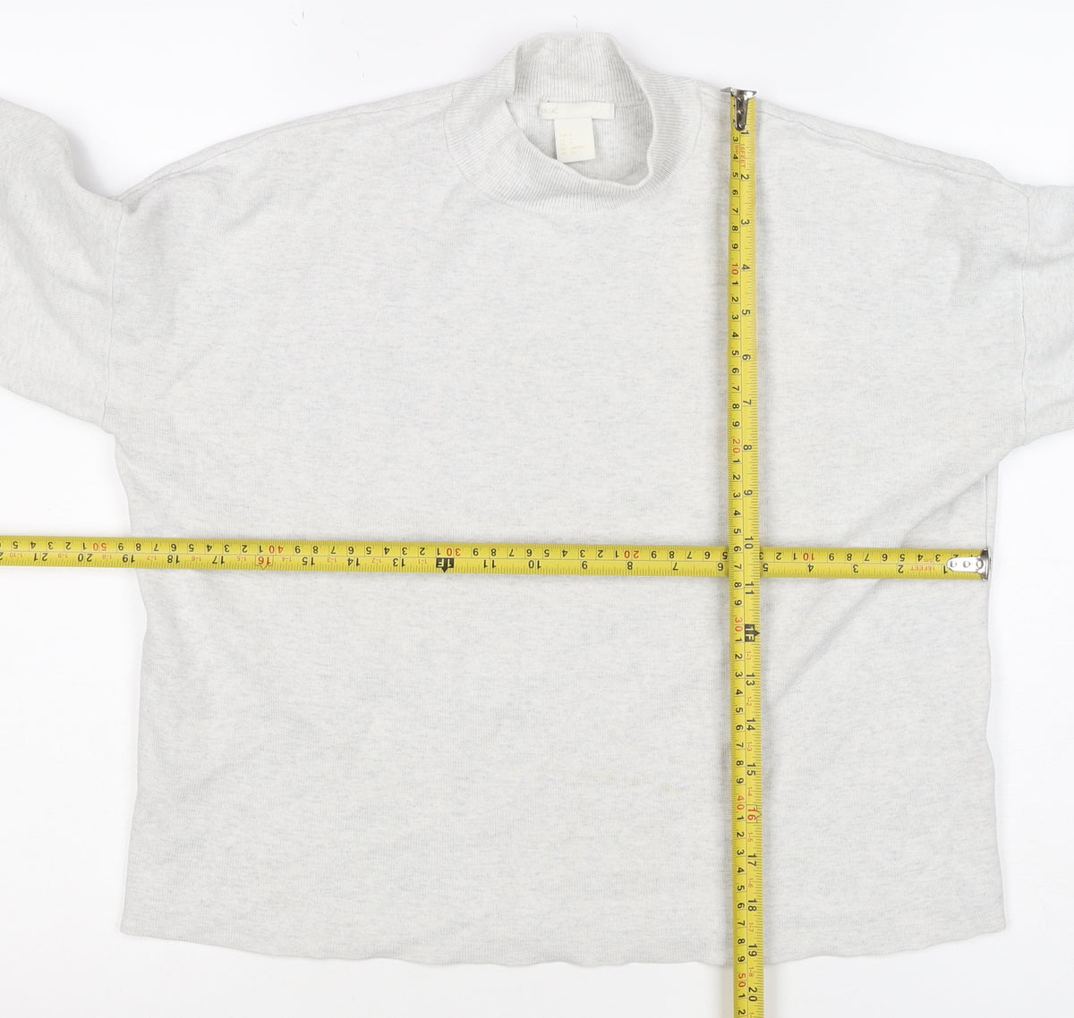 H&M Basic Women Grey S Knit High Neck Pullover Sweatshirt