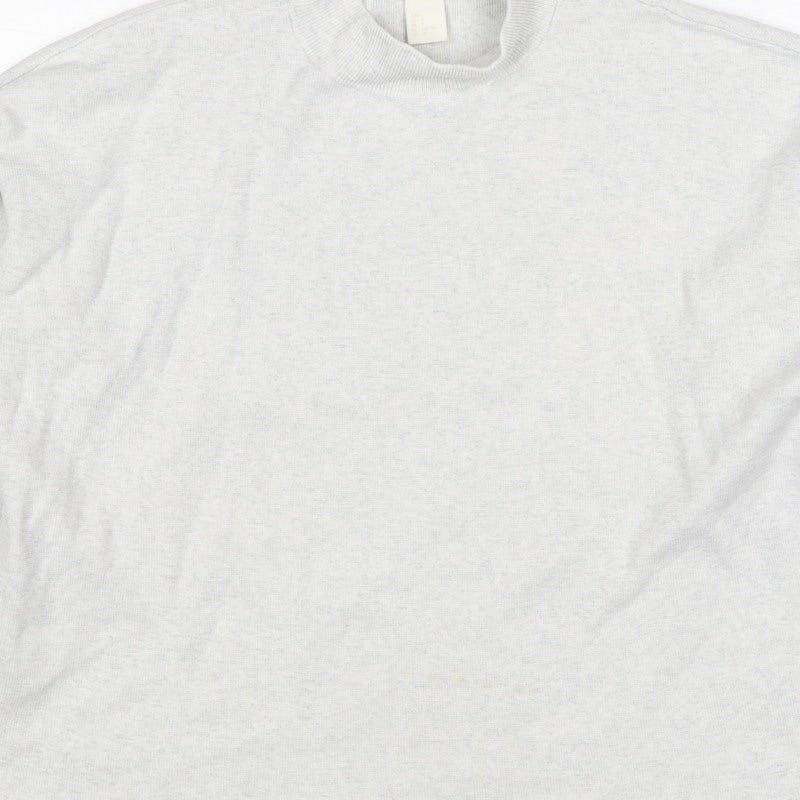 H&M Basic Women Grey S Knit High Neck Pullover Sweatshirt