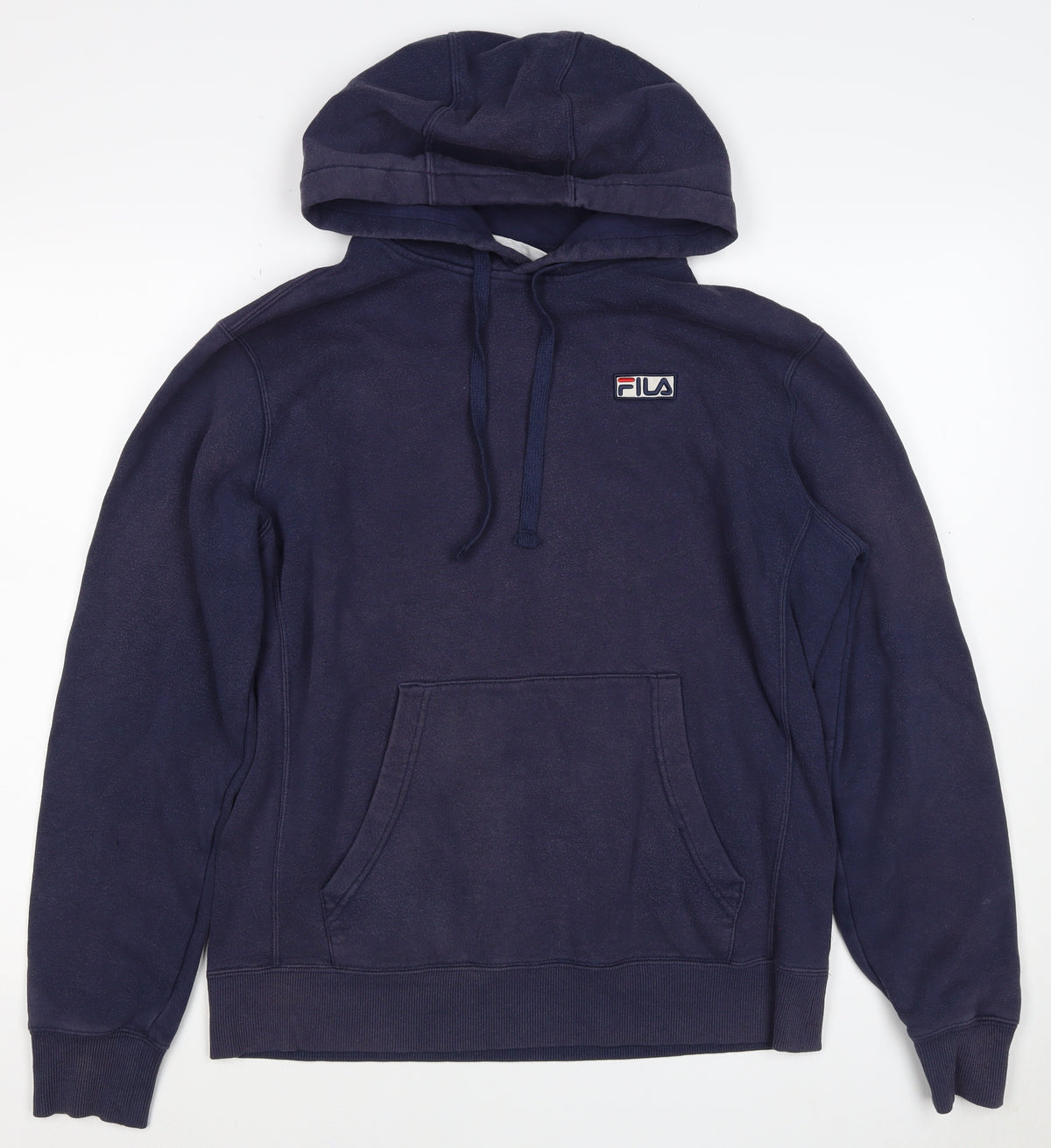 Fila Men’s Navy M Pullover Hoodie Logo Pocket Cotton Blend