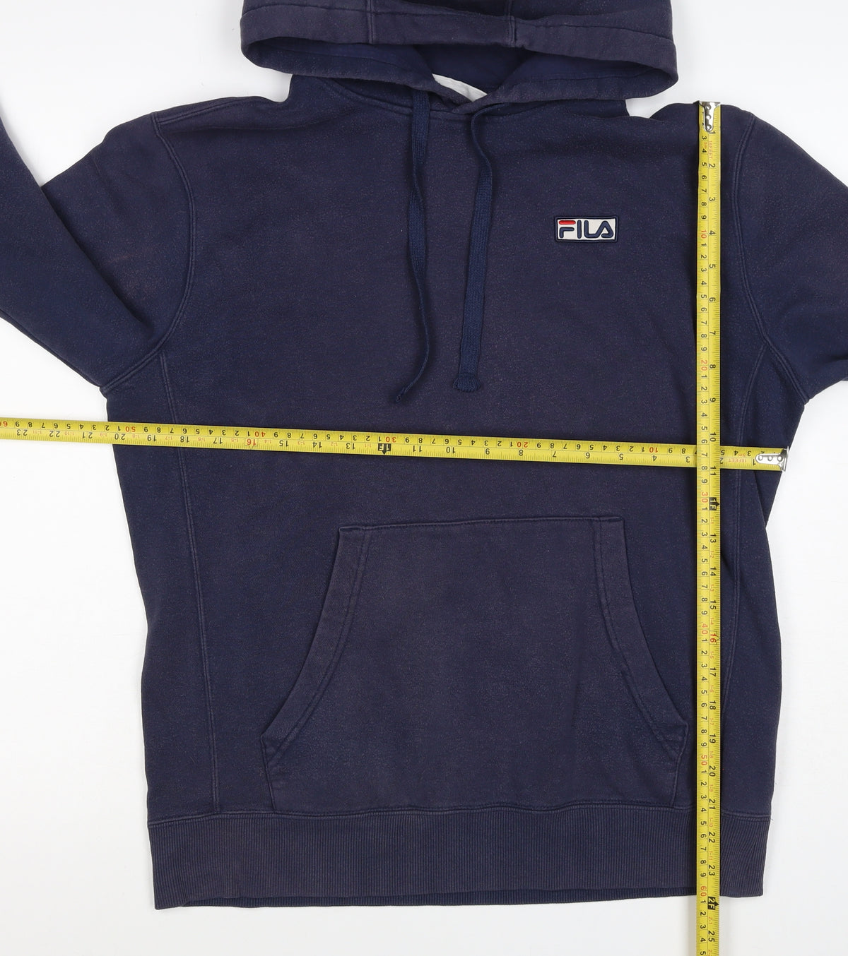 Fila Men’s Navy M Pullover Hoodie Logo Pocket Cotton Blend