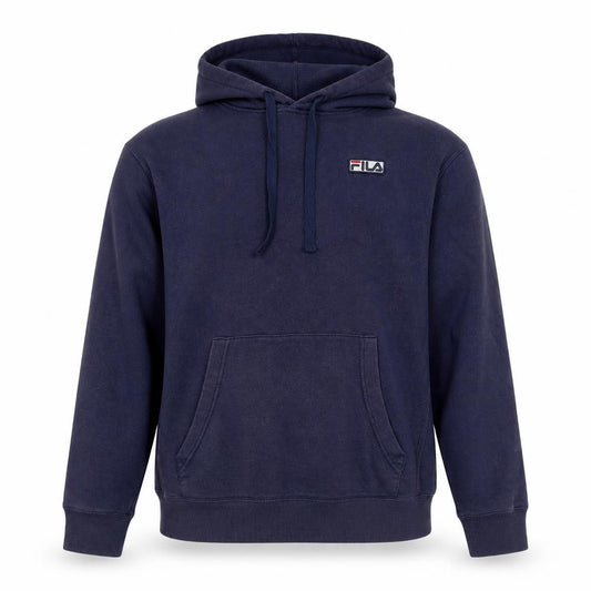 Fila Men’s Navy M Pullover Hoodie Logo Pocket Cotton Blend