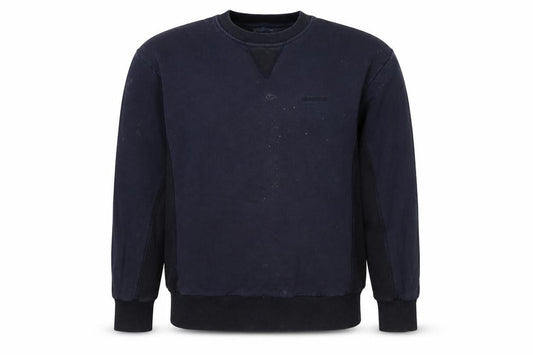 Aquascutum Men’s Blue L Crew Neck Logo Cotton Sweatshirt Pullover