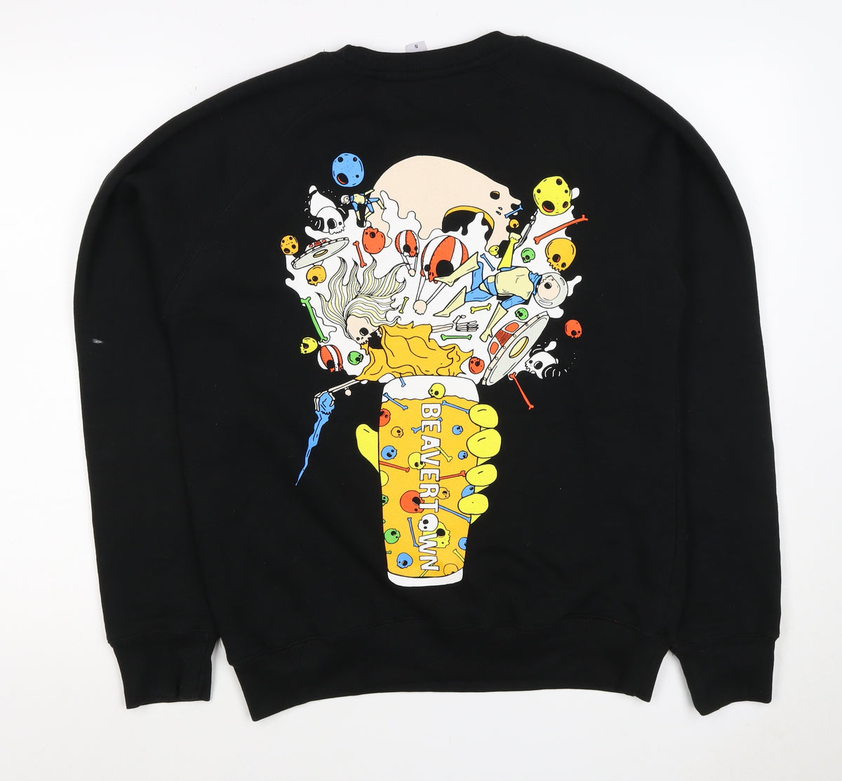 Just Hoods Men’s Black S Pullover Sweatshirt Beavertown Skull Graphic