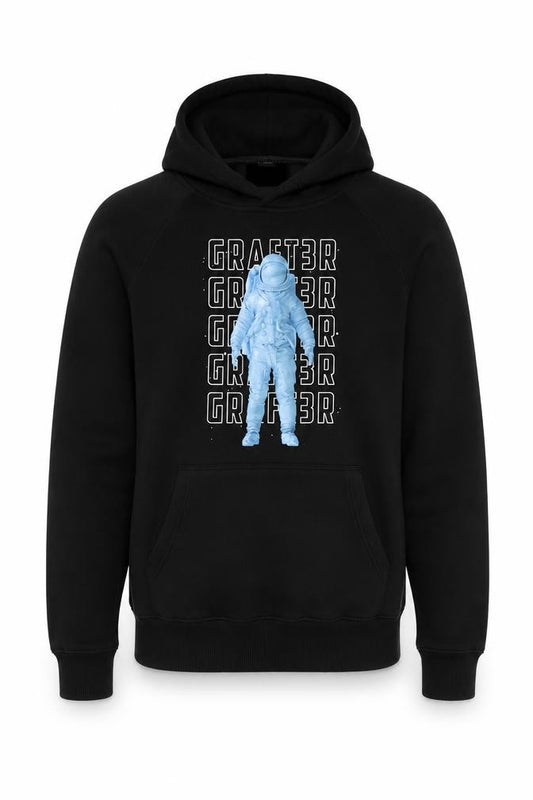 Continental Men’s Black S Pullover Hoodie Space Astronaut Graphic