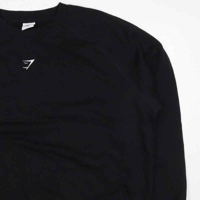 Gymshark Unisex Adults Black 2XL Pullover Crew Neck Logo Sweatshirt