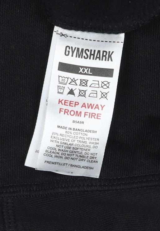 Gymshark Unisex Adults Black 2XL Pullover Crew Neck Logo Sweatshirt