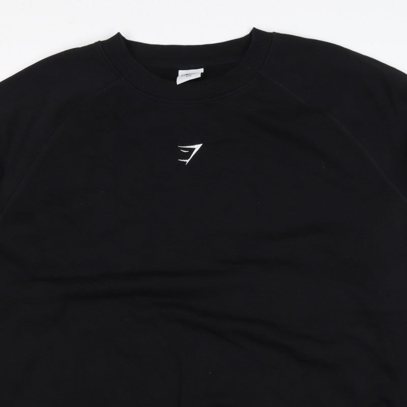 Gymshark Unisex Adults Black 2XL Pullover Crew Neck Logo Sweatshirt