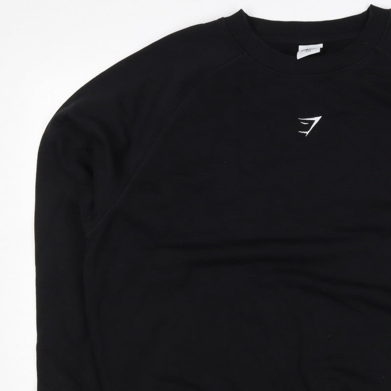 Gymshark Unisex Adults Black 2XL Pullover Crew Neck Logo Sweatshirt