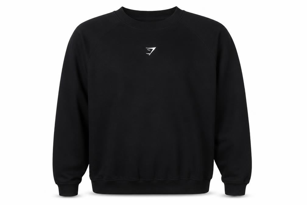 Gymshark Unisex Adults Black 2XL Pullover Crew Neck Logo Sweatshirt