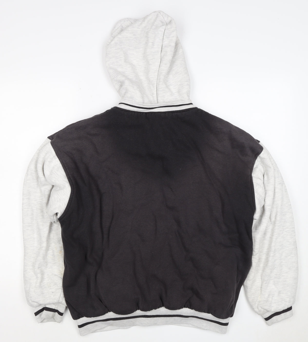 Donnay Men's Black Grey M Varsity Hooded Snap Jacket