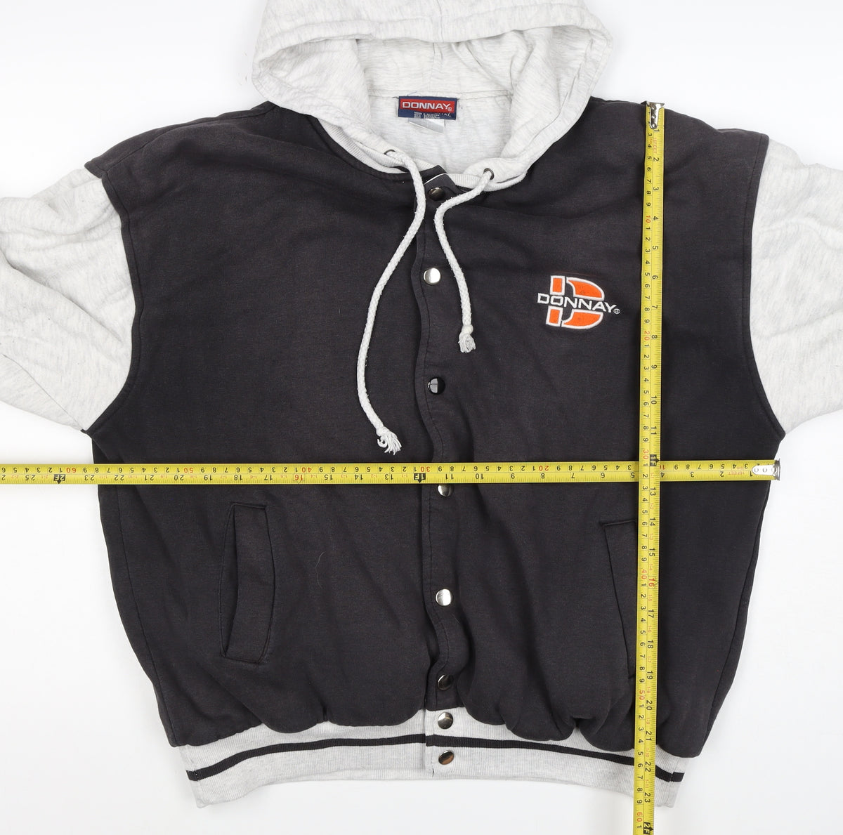 Donnay Men's Black Grey M Varsity Hooded Snap Jacket