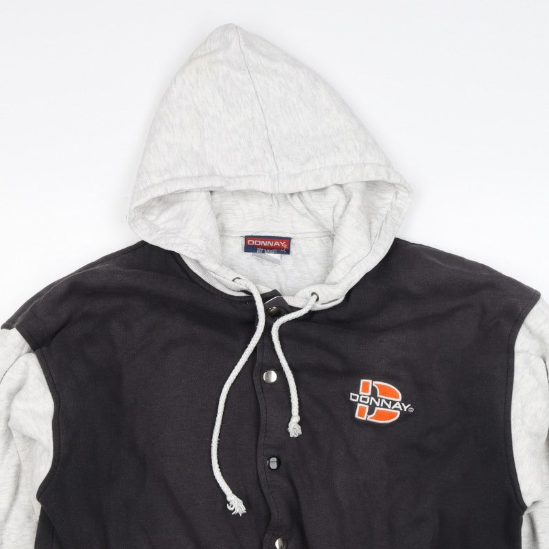 Donnay Men's Black Grey M Varsity Hooded Snap Jacket