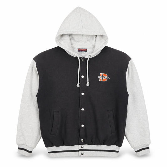Donnay Men's Black Grey M Varsity Hooded Snap Jacket