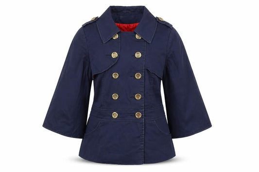 Mis-Behave Women’s Blue Size 10 Trench Coat Double Breasted Cotton