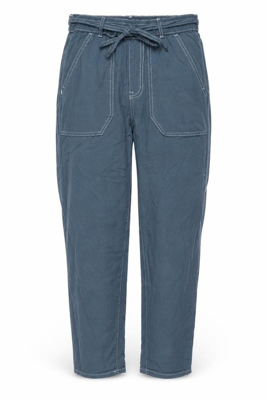 Marks & Spencer Women Blue Size 6 Short Paperbag Belted Trousers