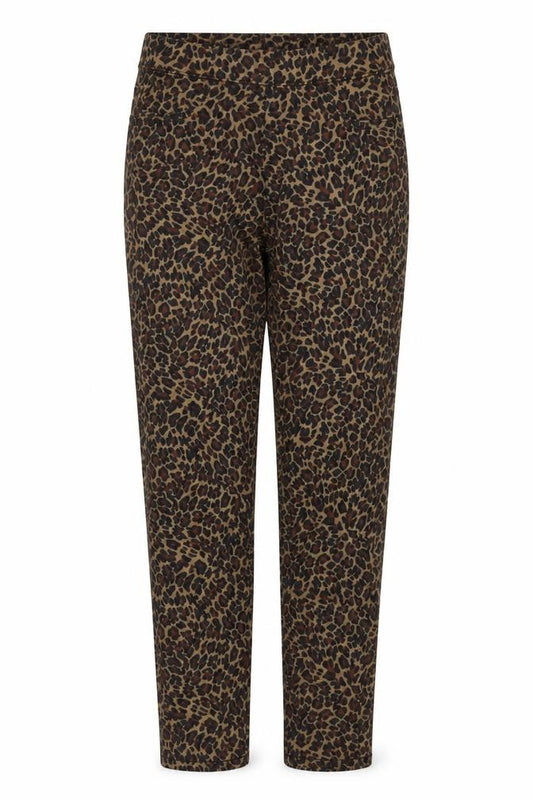 M&S Women’s Brown Leopard Print Tapered Trousers UK 6 Short Stretch