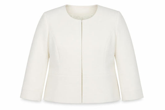 Roman Women Ivory UK 16 Collarless Long Sleeve Blazer Jacket