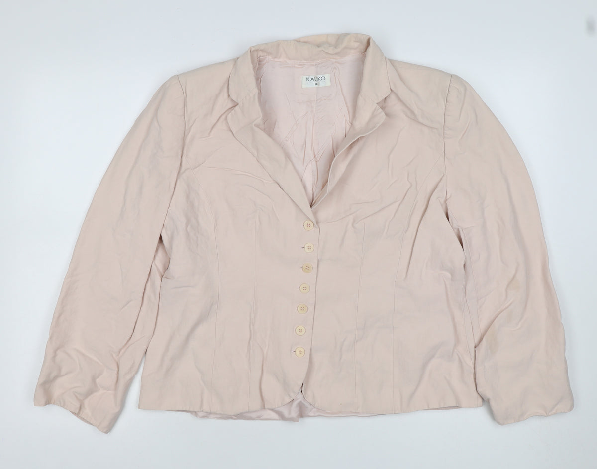 Kaliko Women Pink UK 16 Silk Blend Single-Breasted Blazer Jacket