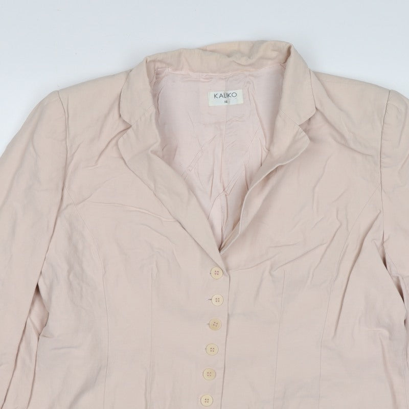 Kaliko Women Pink UK 16 Silk Blend Single-Breasted Blazer Jacket