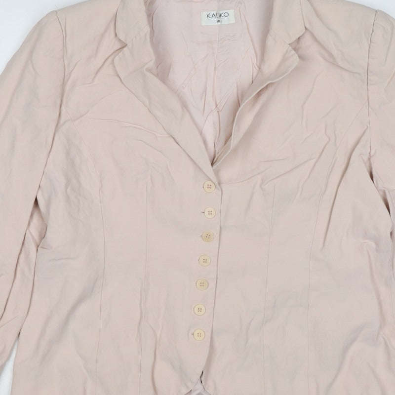 Kaliko Women Pink UK 16 Silk Blend Single-Breasted Blazer Jacket
