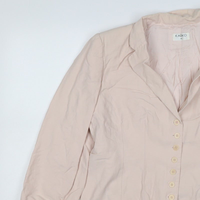 Kaliko Women Pink UK 16 Silk Blend Single-Breasted Blazer Jacket