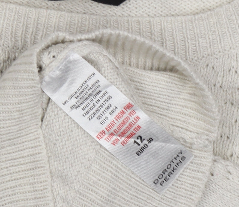 Dorothy Perkins Women Ivory Size 12 Dog Face Knit Pullover Jumper