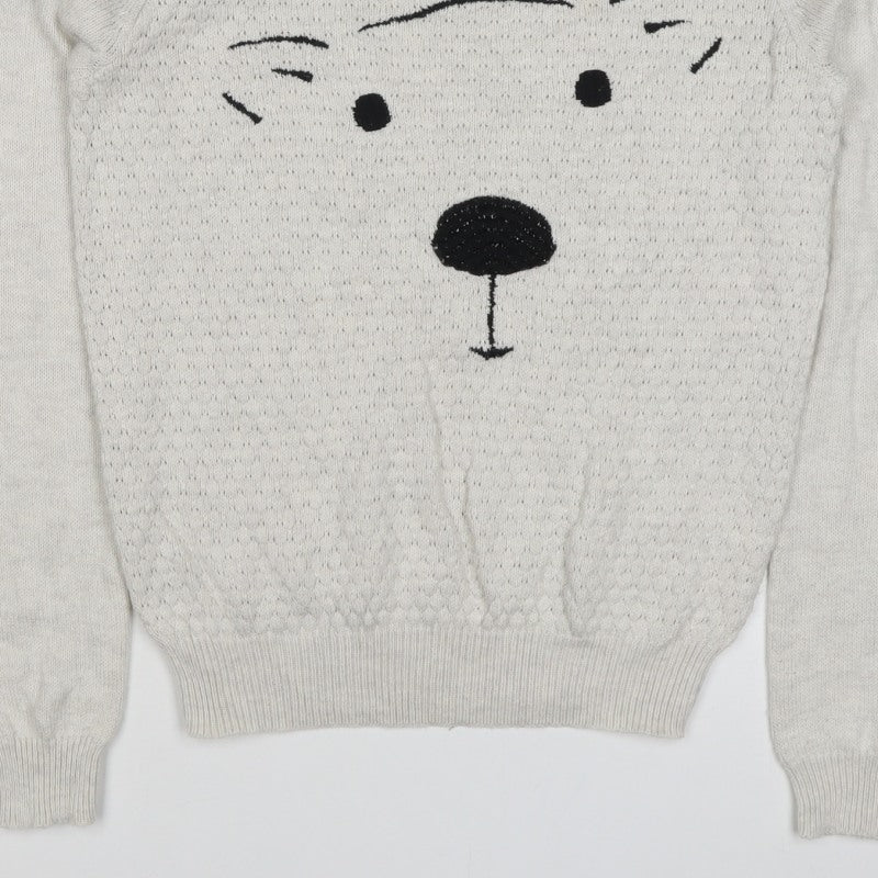 Dorothy Perkins Women Ivory Size 12 Dog Face Knit Pullover Jumper