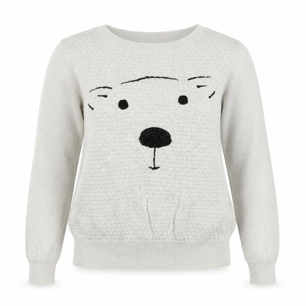 Dorothy Perkins Women Ivory Size 12 Dog Face Knit Pullover Jumper