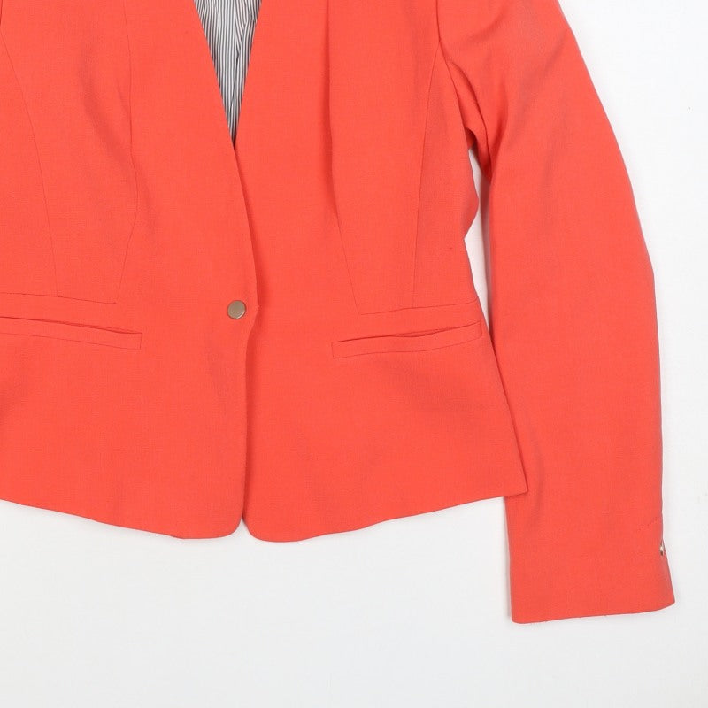 Marks and Spencer Women Orange UK 10 Lined Single-Breasted Blazer