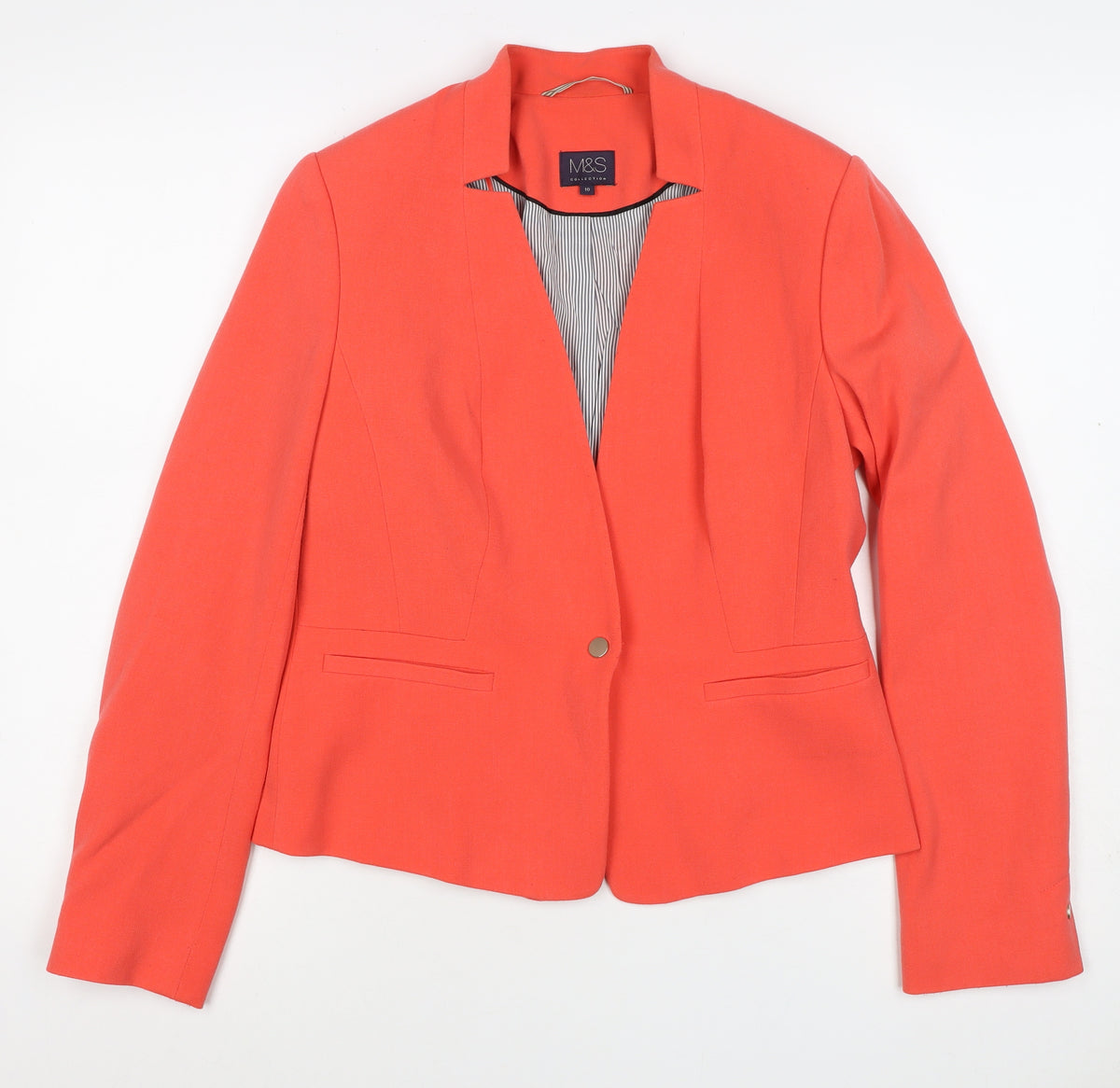 Marks and Spencer Women Orange UK 10 Lined Single-Breasted Blazer