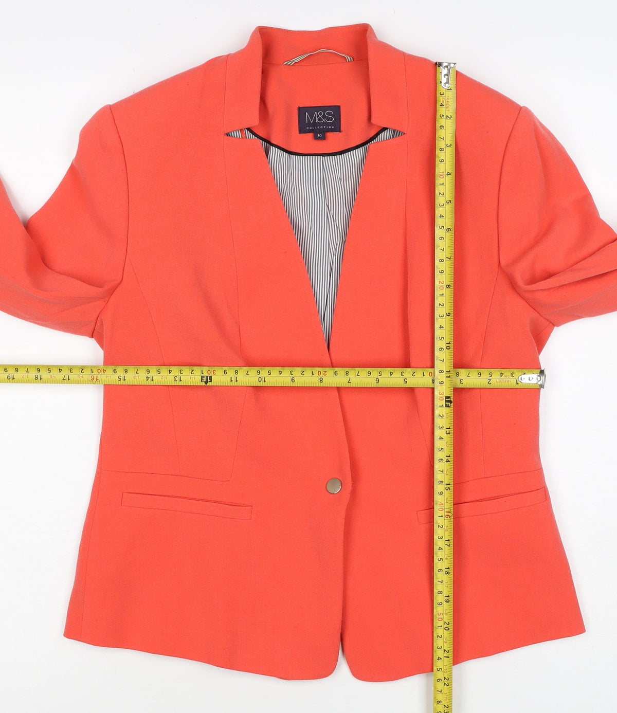 Marks and Spencer Women Orange UK 10 Lined Single-Breasted Blazer