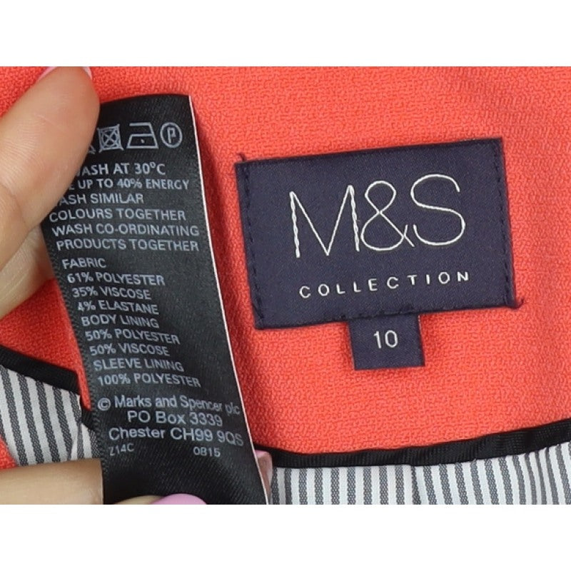 Marks and Spencer Women Orange UK 10 Lined Single-Breasted Blazer