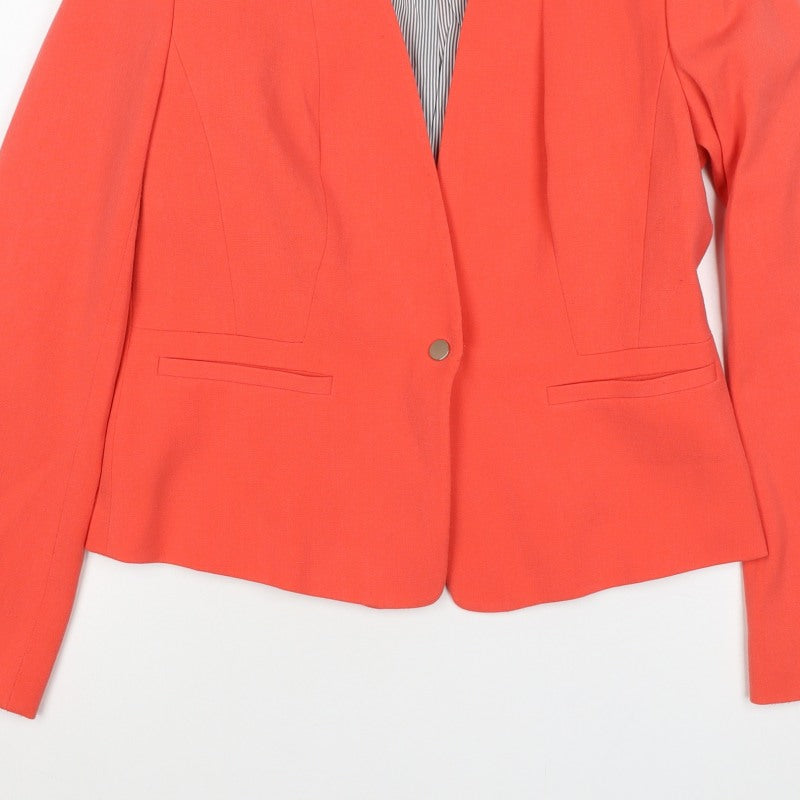 Marks and Spencer Women Orange UK 10 Lined Single-Breasted Blazer