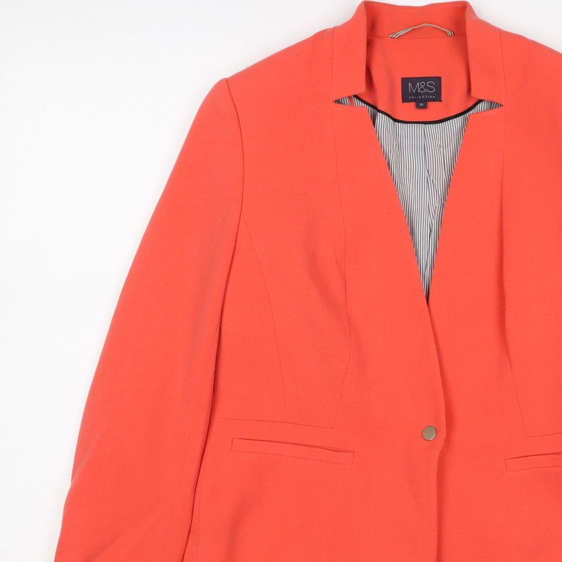 Marks and Spencer Women Orange UK 10 Lined Single-Breasted Blazer