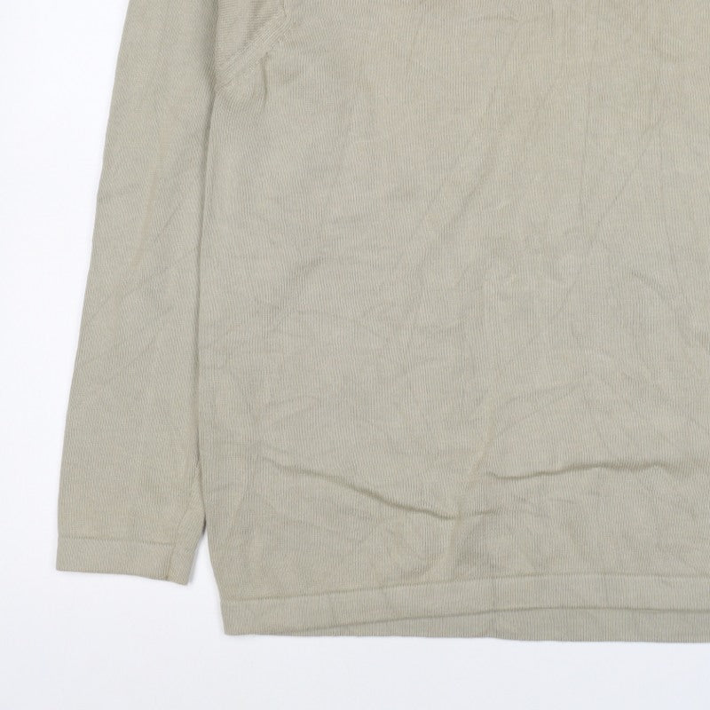 cottonloom Men’s Beige L V-Neck Cotton Knit Pullover Jumper