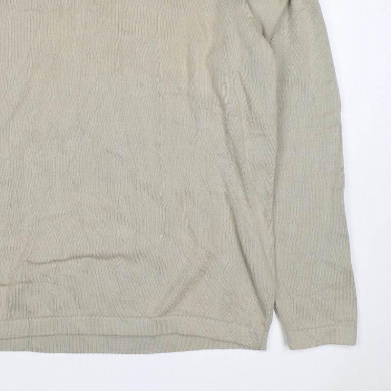 cottonloom Men’s Beige L V-Neck Cotton Knit Pullover Jumper