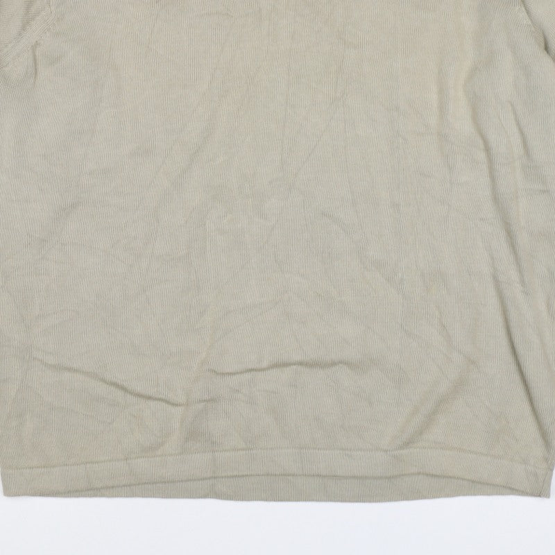 cottonloom Men’s Beige L V-Neck Cotton Knit Pullover Jumper